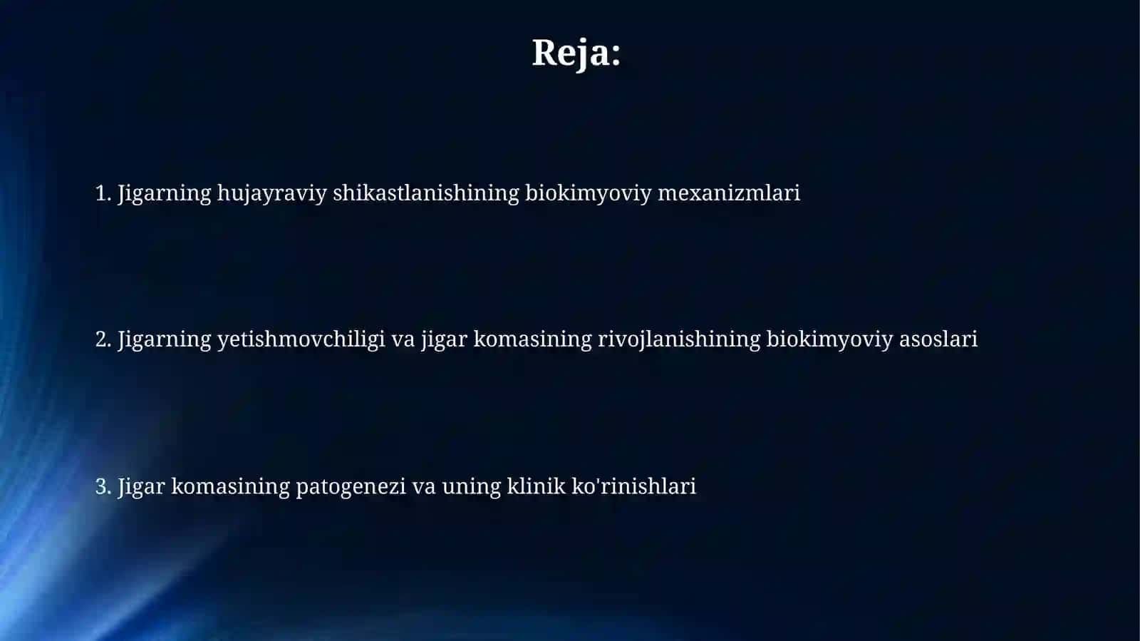 Jigar hujayra yetishmovchiligi va jigar komasi vujudga kelishining biokimyoviy mexanizmlari 2