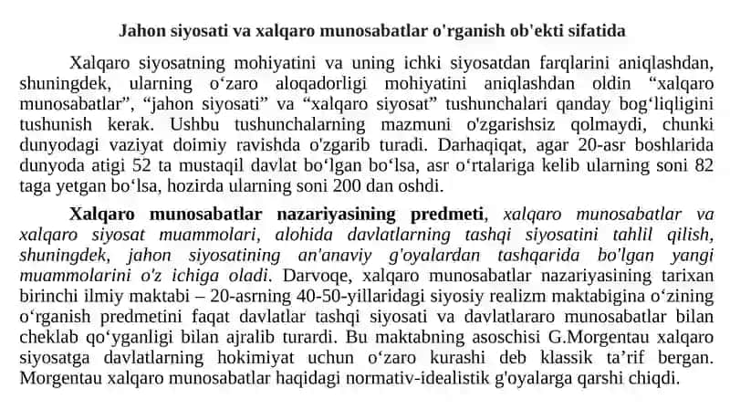 Jahon siyosati fanining nazariy manbalari va konseptual asoslari 2