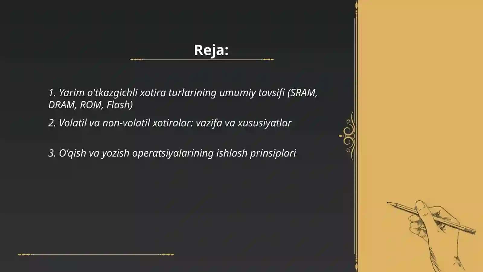 Yarim o'tkazgichli xotira qurilmalarining vazifalari va parametrlari 2