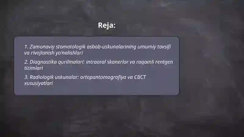 Zamonaviy stomatologik qurilmalar. Tansifi xususiyatlari 2