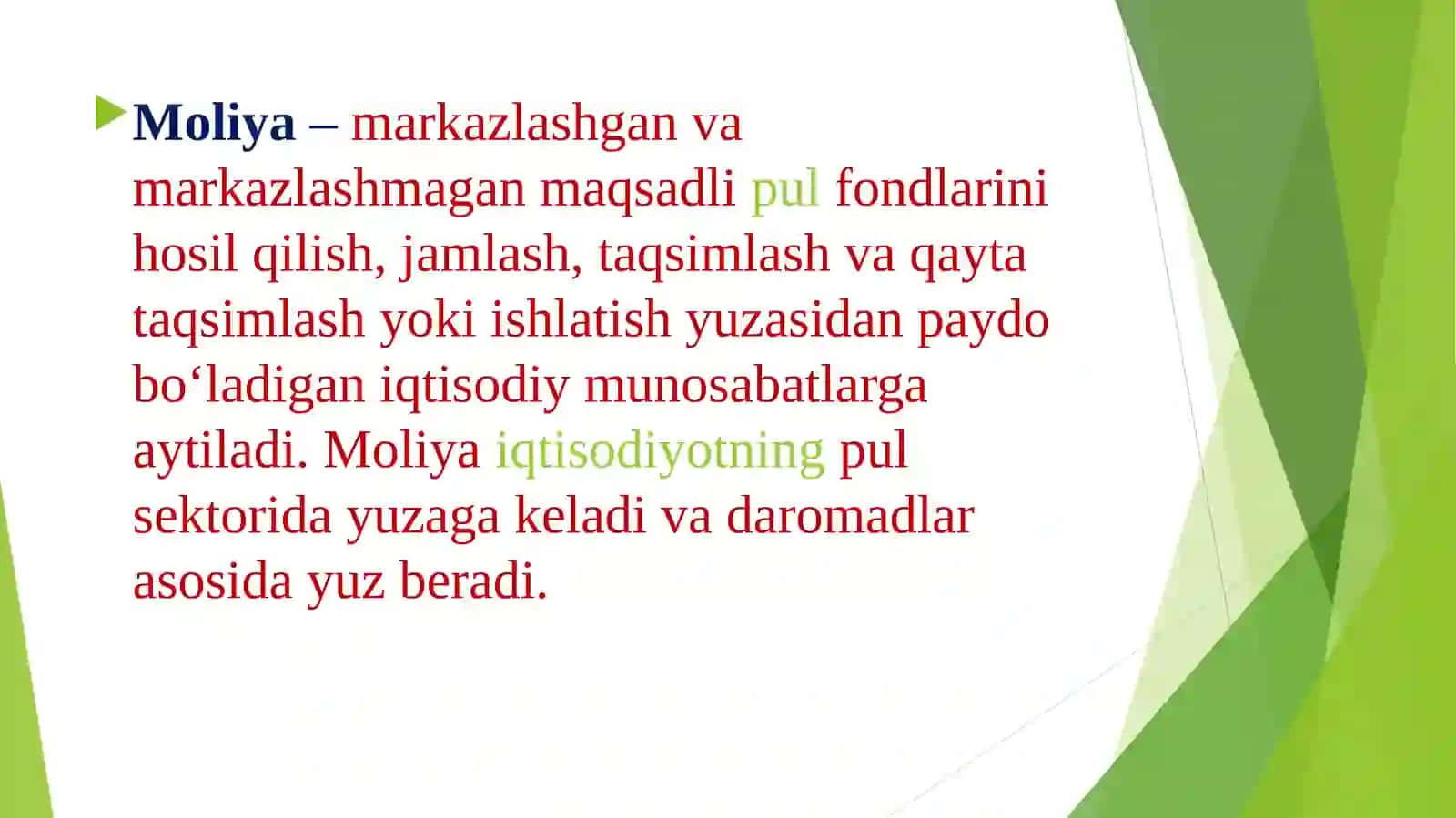 Zamonaviy moliyaning mazmun-mohiyati va uni o‘rganishning ob’yektiv zarurligi 2