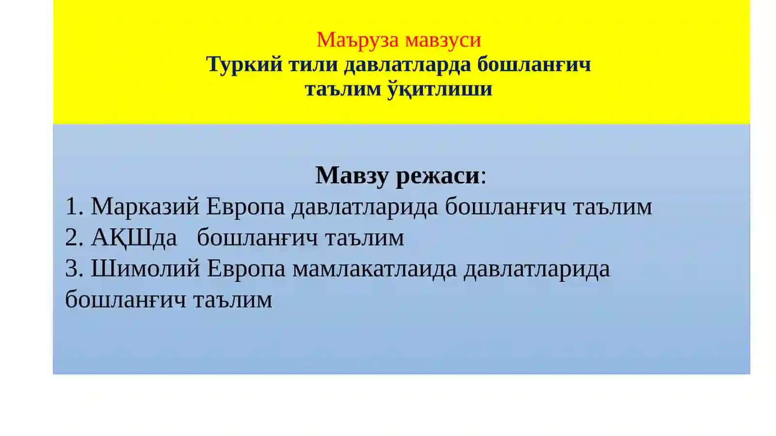 Иқтисодий ривожланган давлатларда бошланғич таълим 2