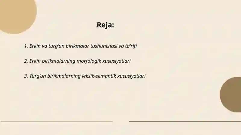 Erkin va turg‘un birikmalar bo'yicha 2