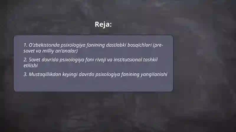 O'zbekistonda psixologiya fanining rivojlanish tarixi 2