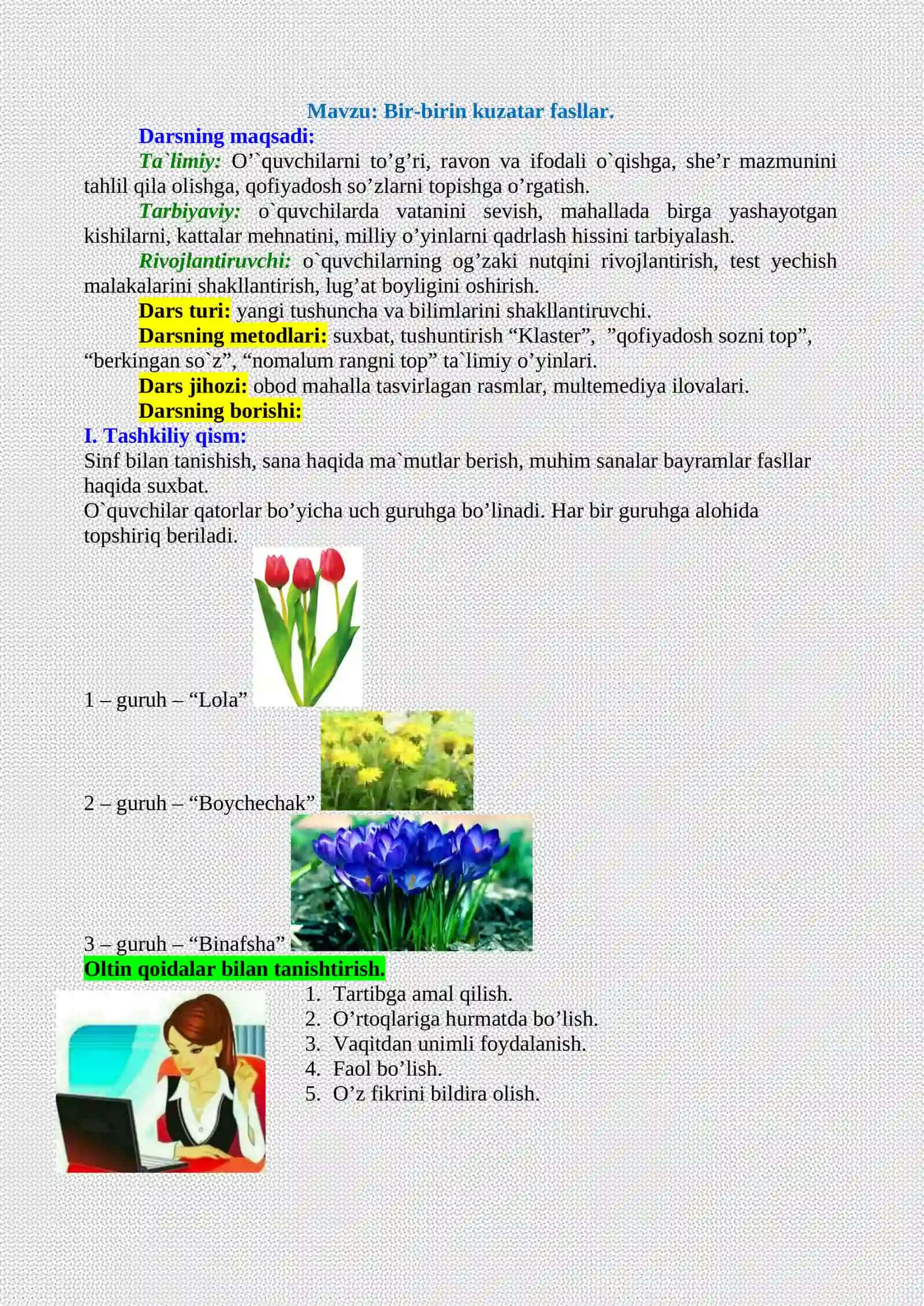 3-sinf o'qish Bir-birin kuzatar fasllar 2