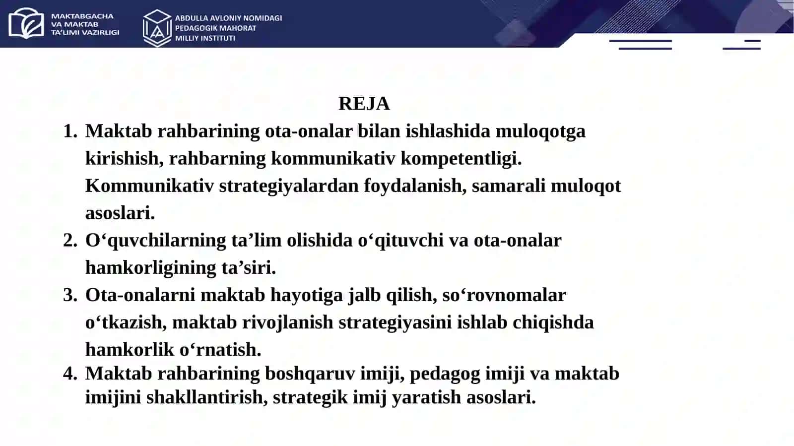 TA’LIM MUASSASASIDA OTA-ONALAR VA JAMOATCHILIK BILAN ISHLASH 2