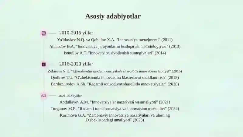 INNOVATSIYALAR VA INNOVATSIYA  NAZARIYALARINI  RIVOJLANISH BOSQIQCHILARI 2