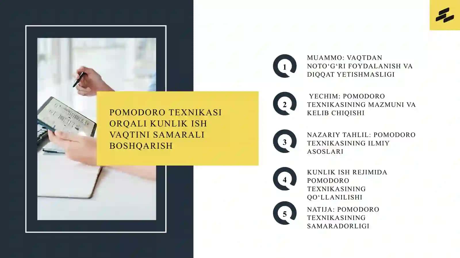 POMODORO TEXNIKASI ORQALI KUNLIK ISH VAQTINI SAMARALI BOSHQARISH 2