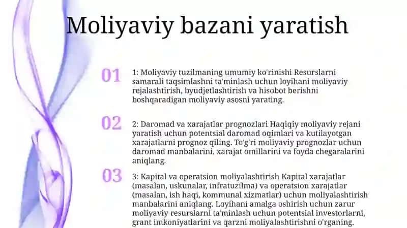 Biznes Loyihani Moliyaviy Bo‘Limini Shakllantirish Shkaf Bo‘Yicha 2
