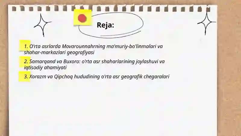 O'rta osiyoning o'rta asrlardagi tarixiy geografiyasi 2
