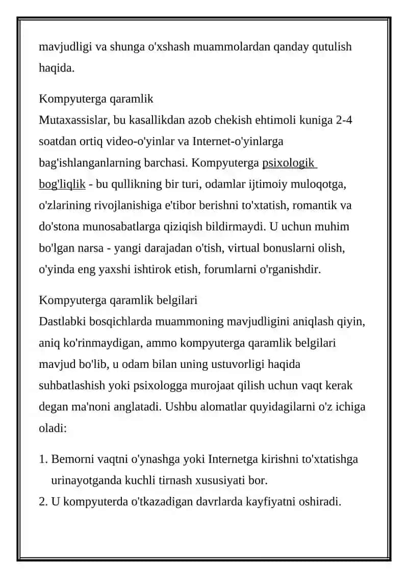 Kompyuterga qaramlik 2