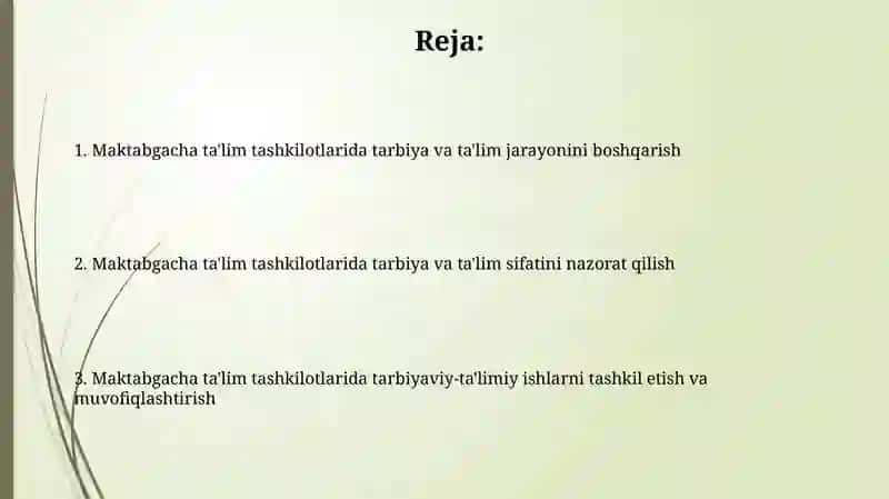 Maktabgacha ta’lim tashkilotlarini nazorat qilish va ta’lim-tarbiya ishlarini tashkillashtirish 2