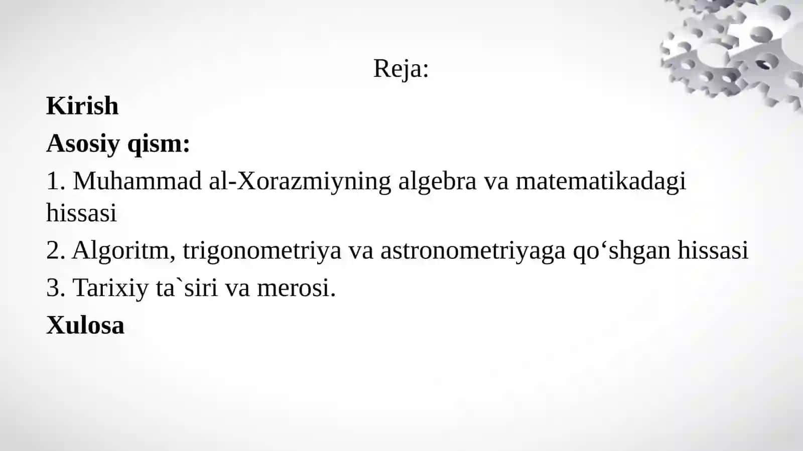 Al-Xorazmiyning matematika faniga qoʻshgan hissasi 2
