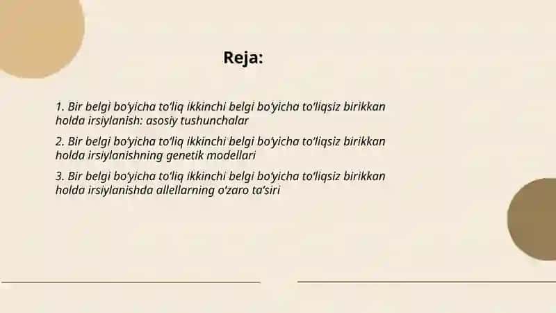 Bir belgi boʻyicha toʻliq ikkinchi belgi boʻyicha toʻliqsiz birikkan holda irsiylanish 2