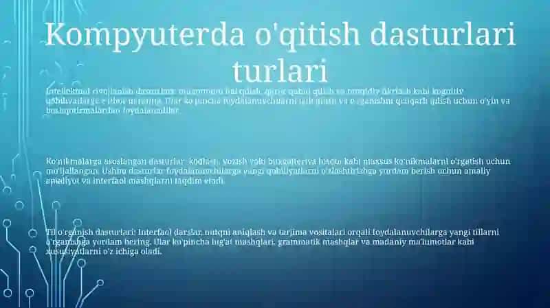 O'Rganilayotgan Til Bo'Yicha Mavjud Kompyuter O Gitish Dasturlari Umumiy Tasavvuri 2