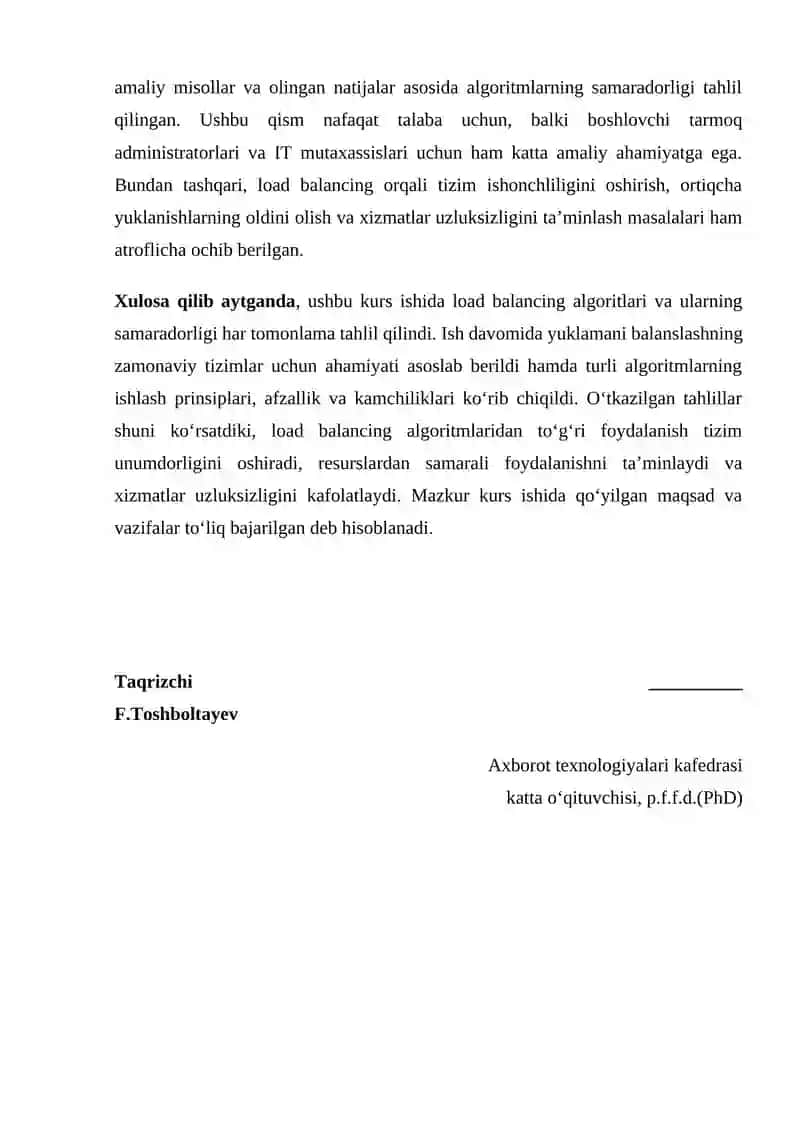 Load Balancing algoritmlari va ularning samaradorligini tahlil qilish 2