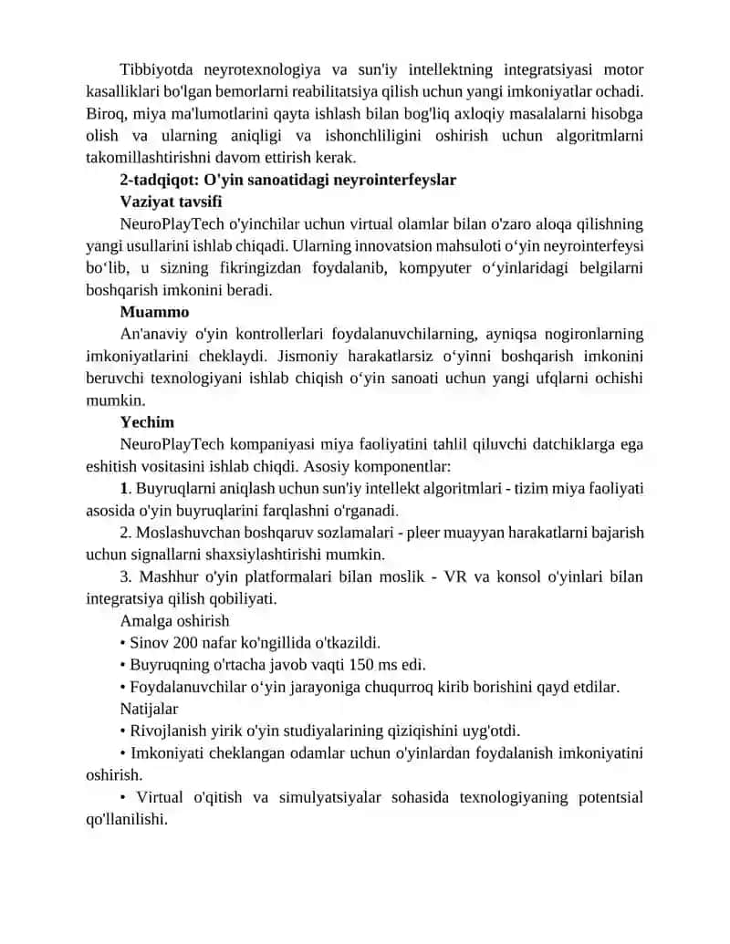 Vaziyatni o'rganish: Tibbiyotda neyrotexnologiya va sun'iy intellekt 2