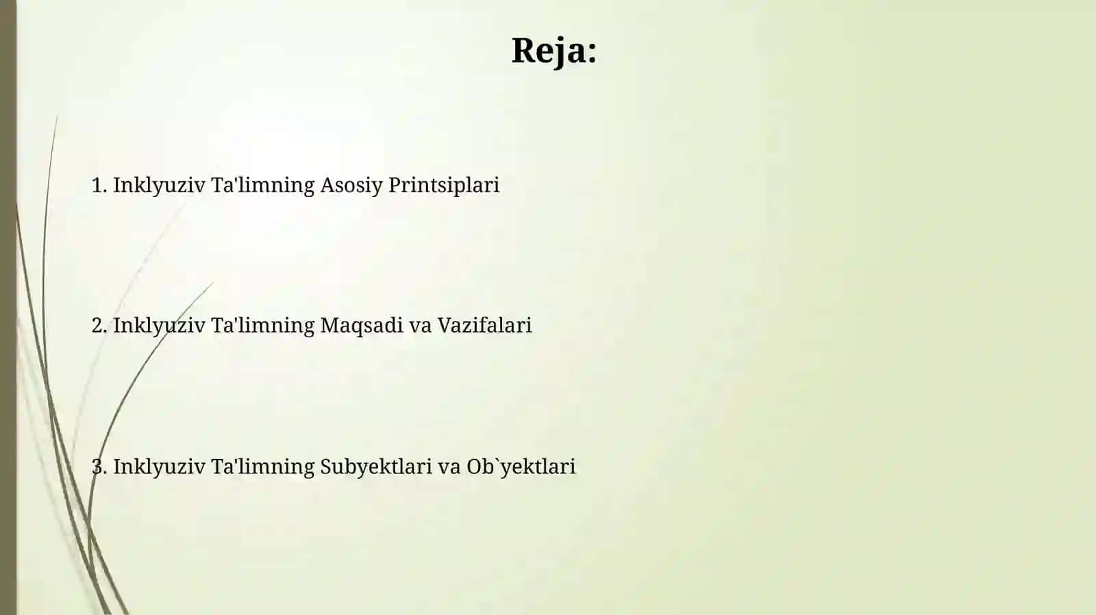 Inklyuziv talim kursining obekti,tamoili,presmet va maqsadimavzusidatest 2