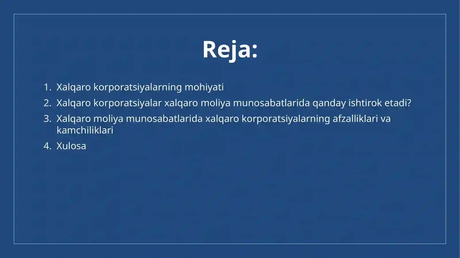Xalqarokorporatsiyalar moliya munosabatlari 2