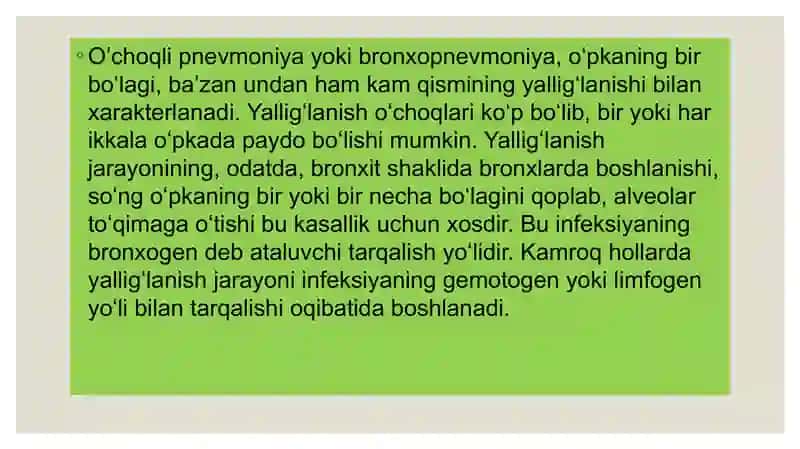 O'choqli va krupoz pnevmoniya 2