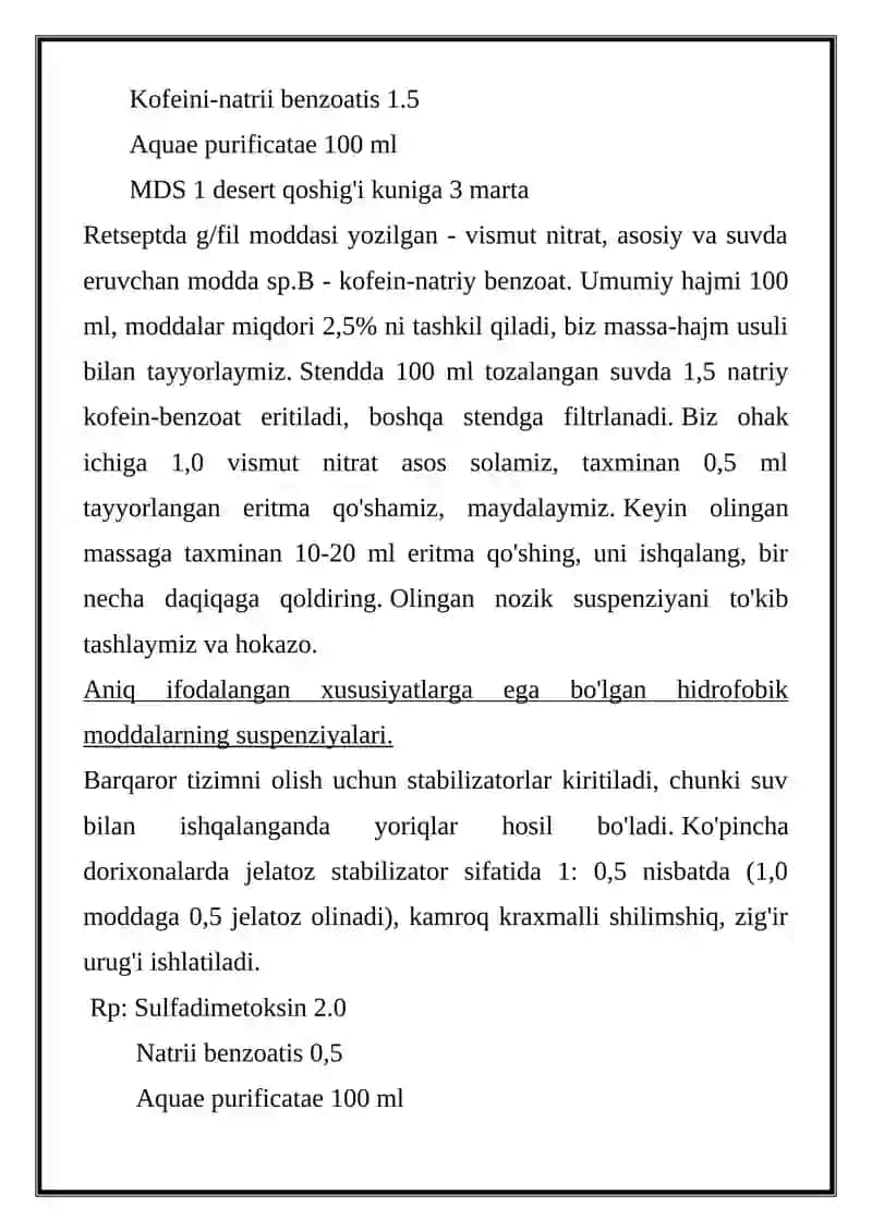 Hidrofil moddalaridan suspensiyalar tayyorlash 2