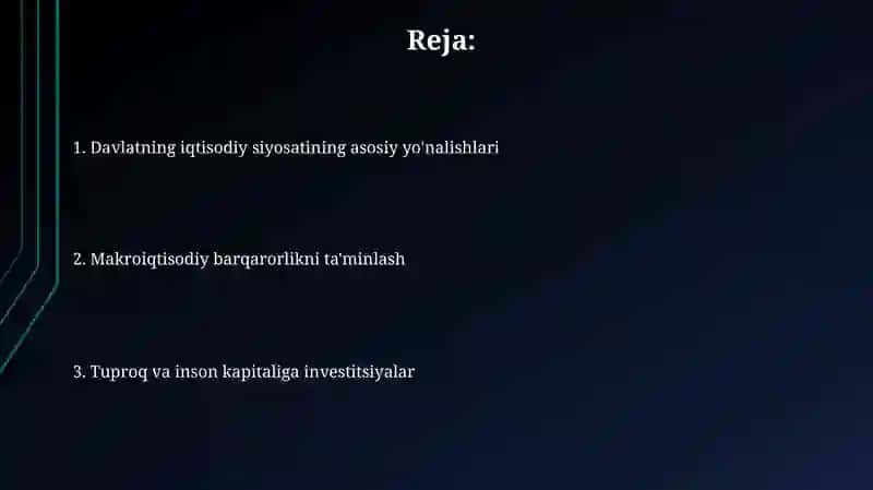 Davlat iqtisodiy siyosatini asosiy yunalishlari 2