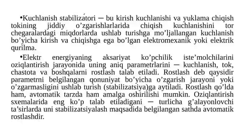 Kuchlanish stabilizatorlari 2