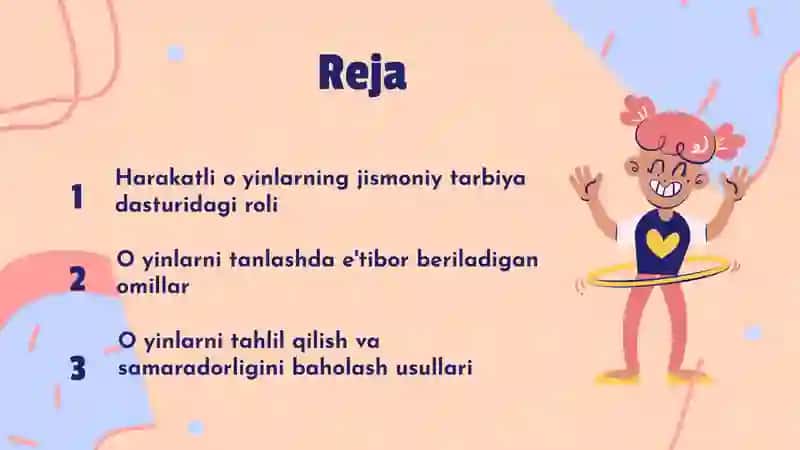 Harakatli o‘yinlarni jismoniy tarbiya darsining tayyorlov va yakuniy qismiga mos holda tanlash hamda tahlil qilish 2