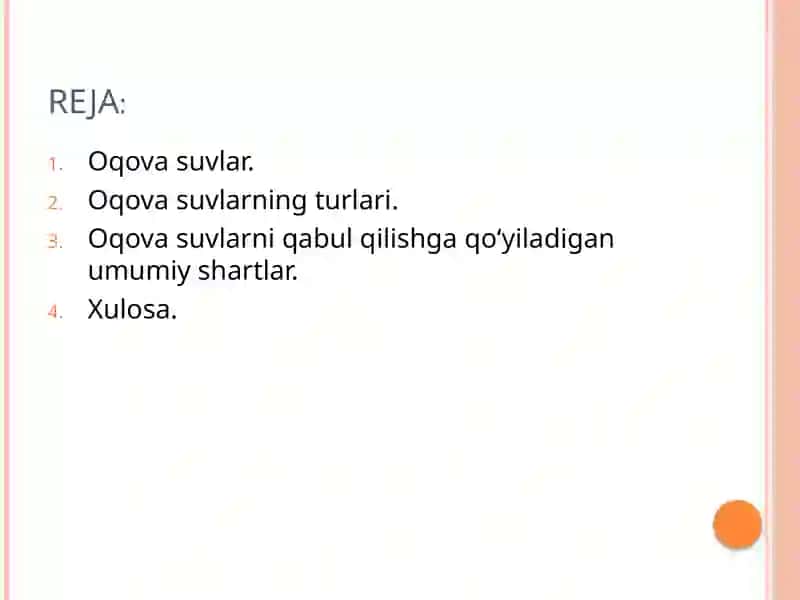 Oqova suvlarni qabul qilish shartlari 2