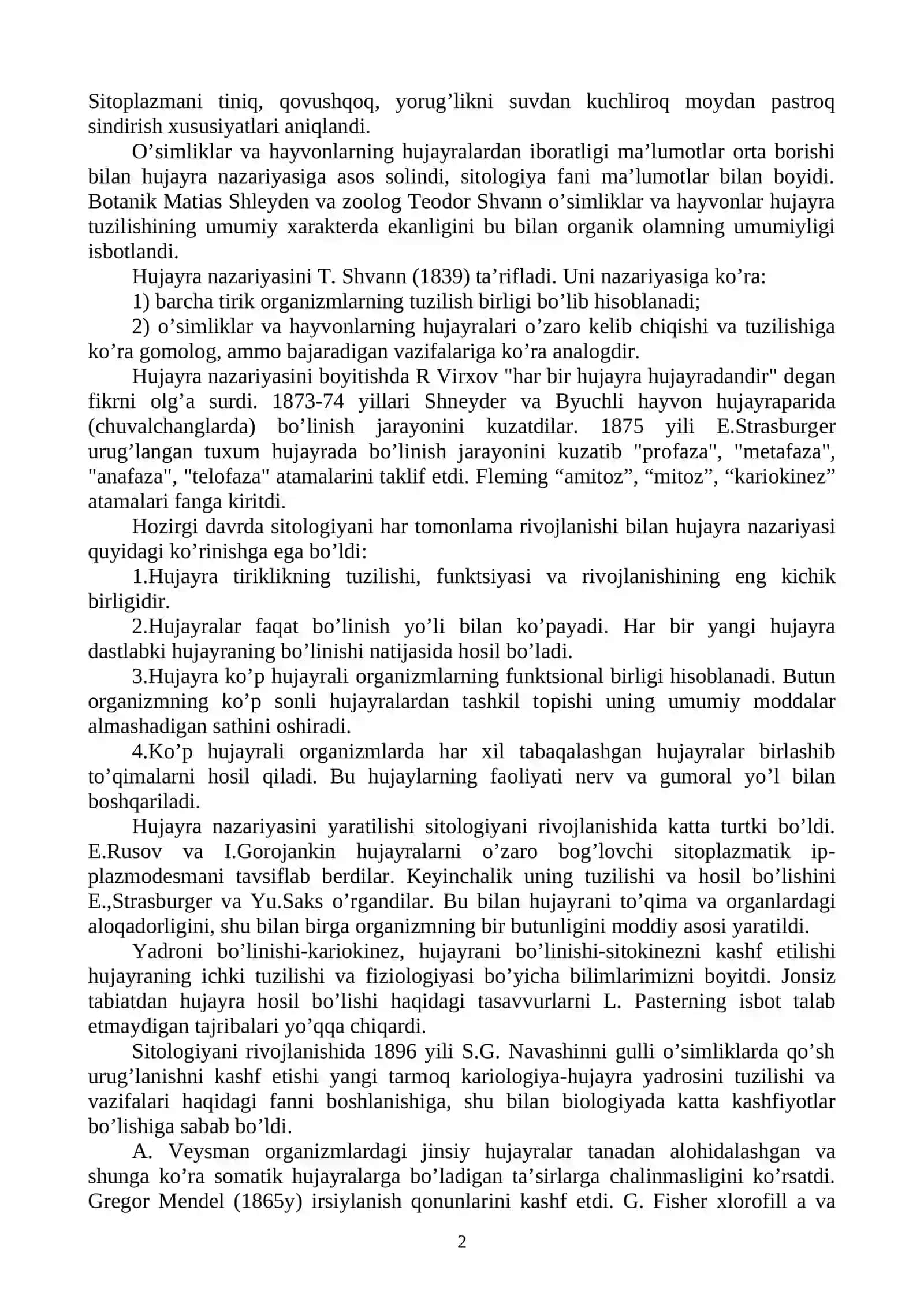 Sitologiya Fanidan Ma’ruza Matni 2