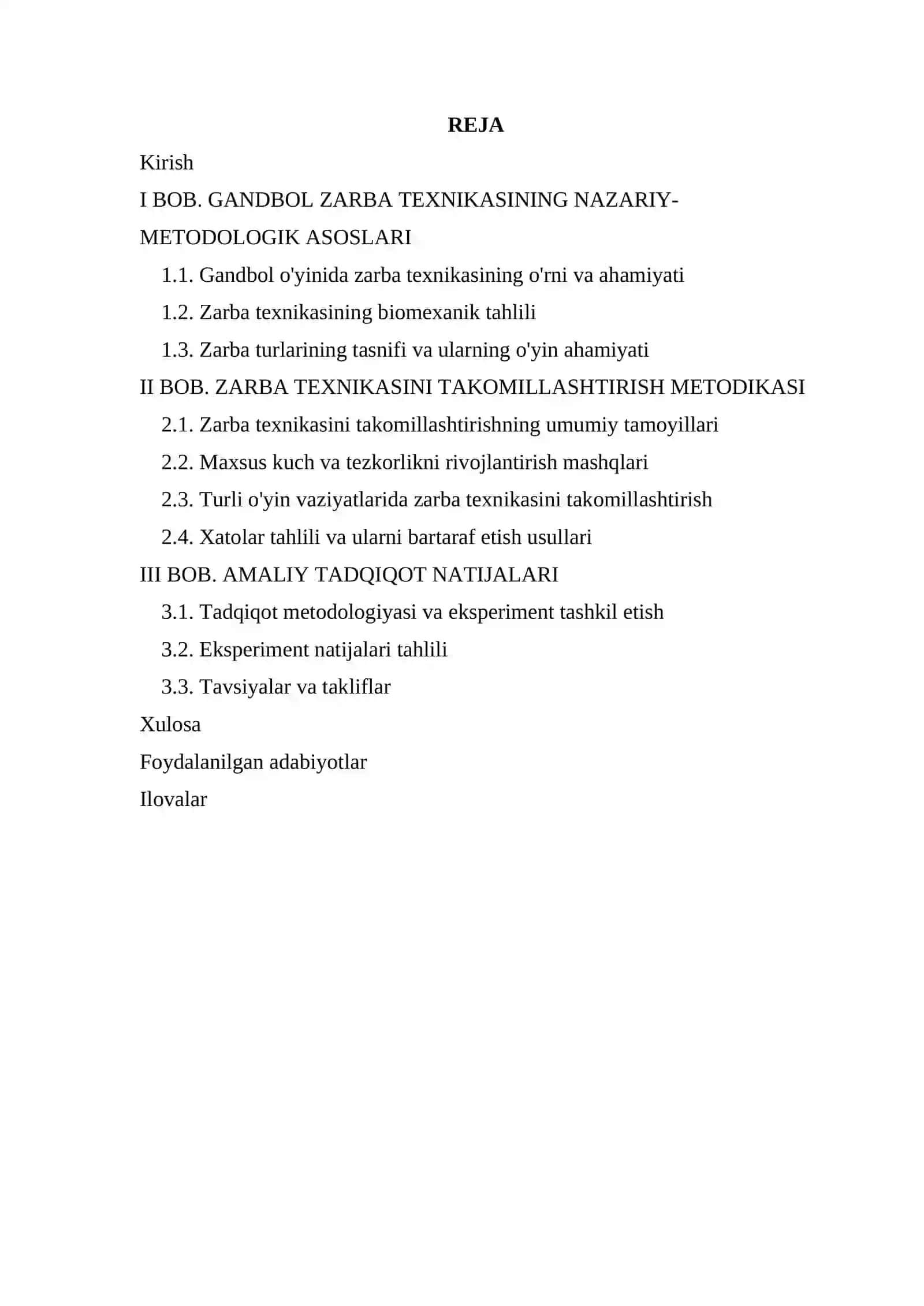 "Gandbol o'yinchilarida zarba texnikasini takomillashtirishning metodologik asoslari" 2