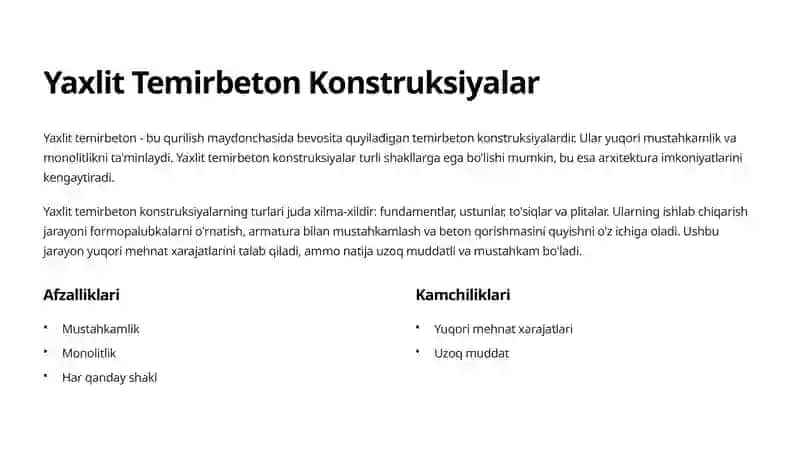 Yaxlit va Yig'ma Temirbeton Konstruksiyalari 2