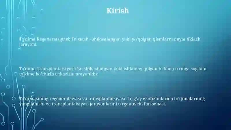 Toğay Tõqimasining Regeneratsiyasi Va Transplantatsiyasi 2