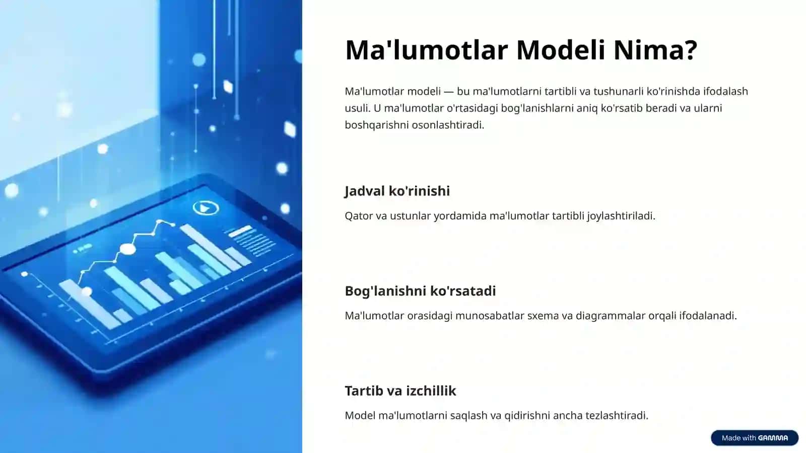Ma'lumotlar Modeli va Murojaat Turlari 2