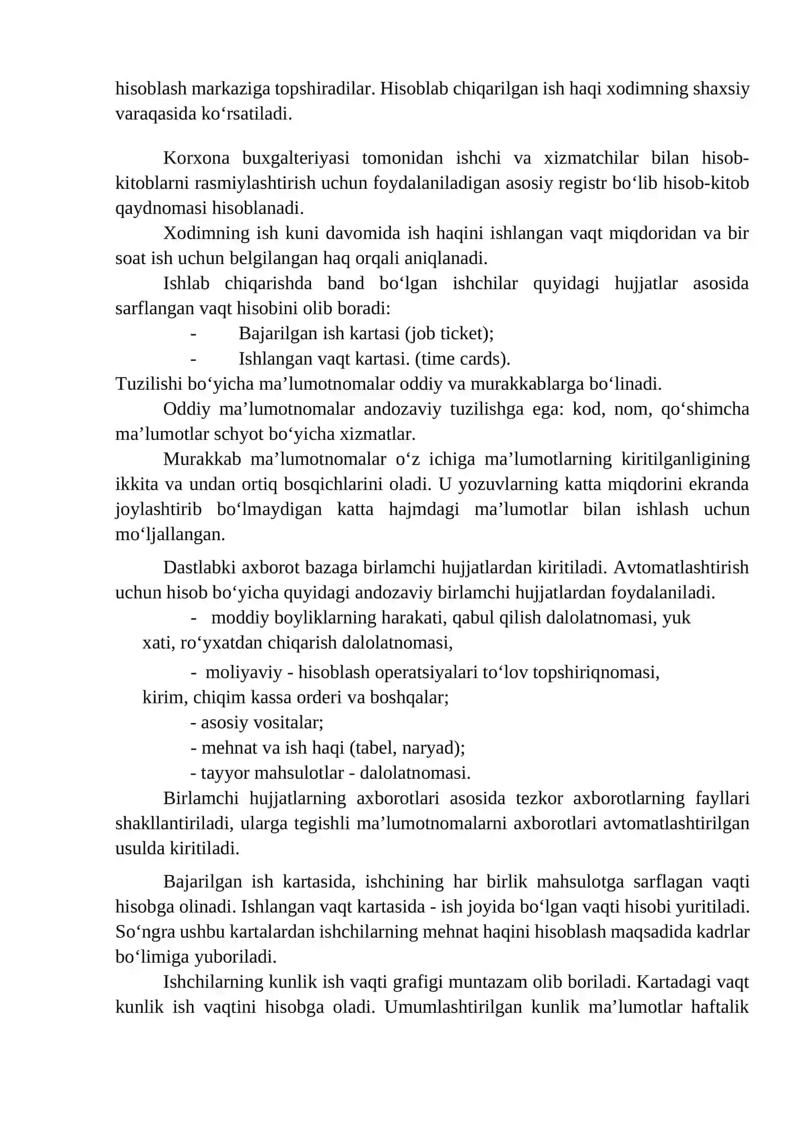 Mehnatga xaq to‘lash va ish haqi bo‘yicha xisob-kitoblar hisobini avtomatlashtirish 2