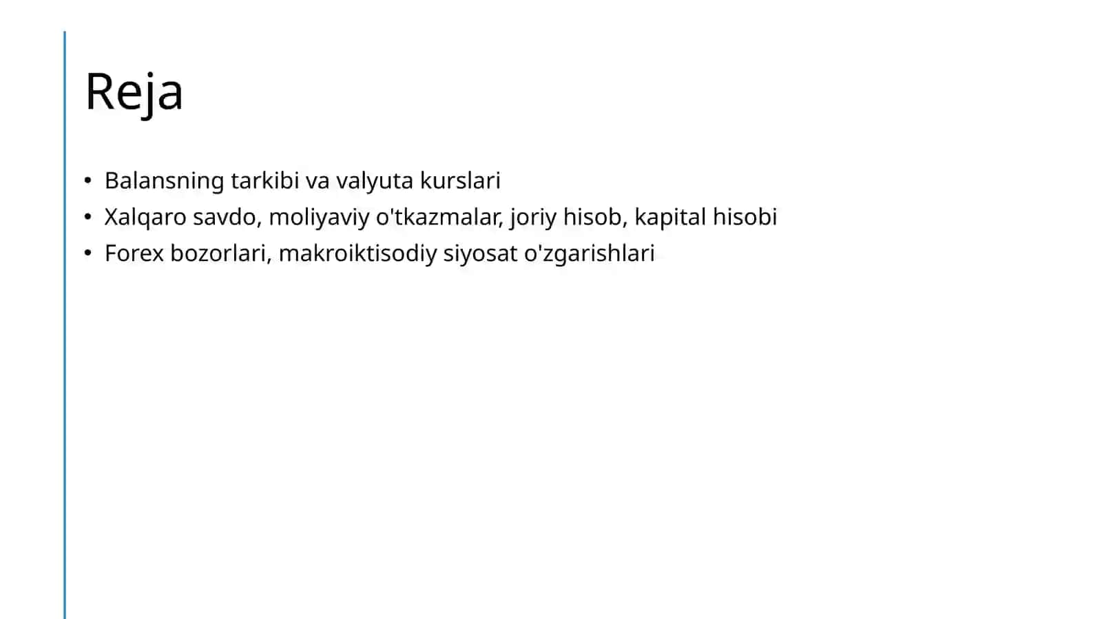 Toʻlov balansi va Valyuta kursi 2