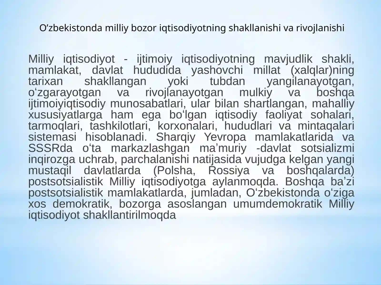 Milliy iqtisodiyot-ijtimoiy iqtisodiyotning shakllanishi va rivojlanishi 2