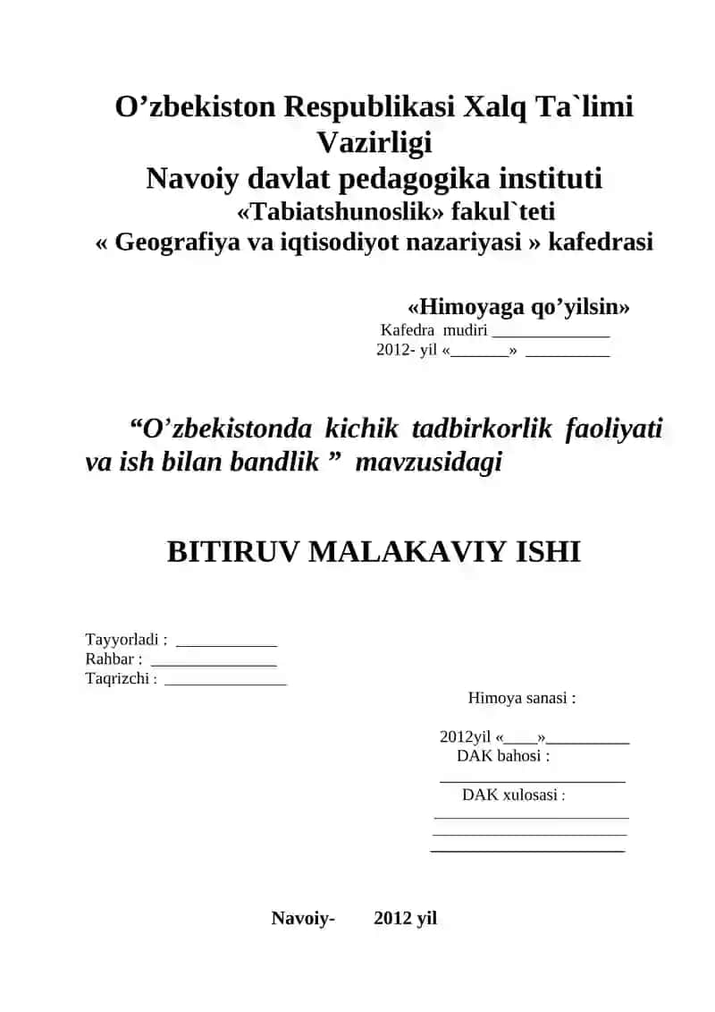 O’zbеkistonda kichik tadbirkorlik faoliyati va ish bilan bandlik 2