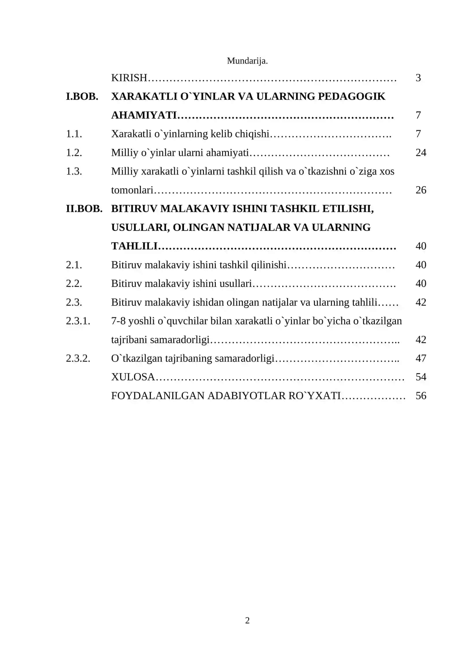 Xarakatli o`yinlarni o`tkazish metodikasi malakaviy ishi 2