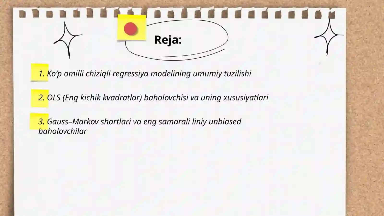 Koʻp omilli ekonometrik regression model 2