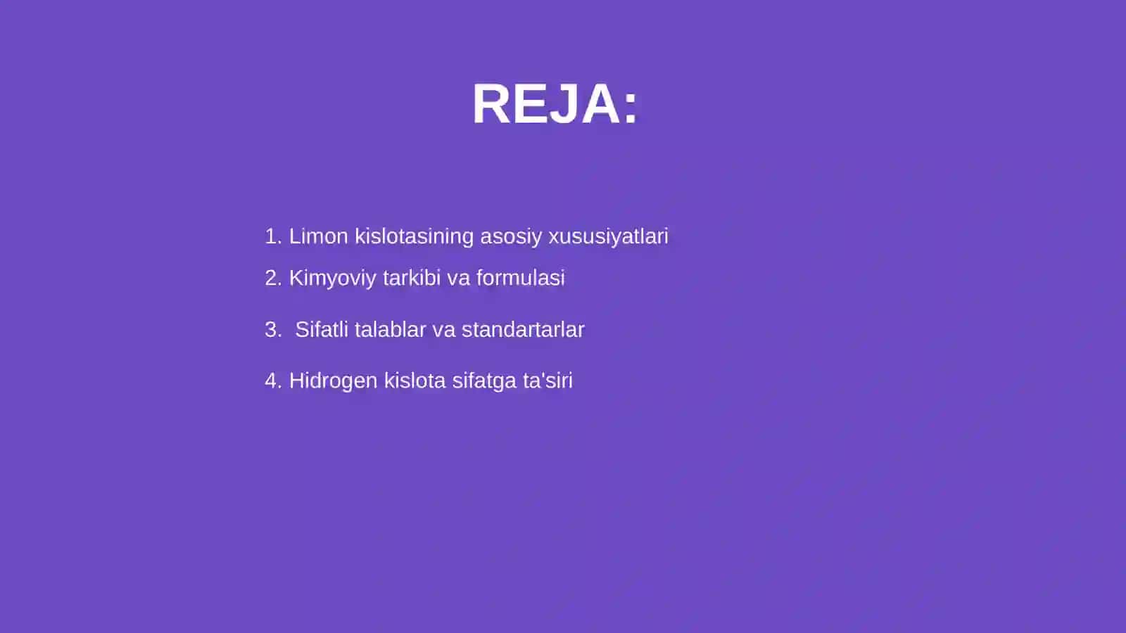 Limon kislotasi sifatiga qoʻyiladigan talablar 2