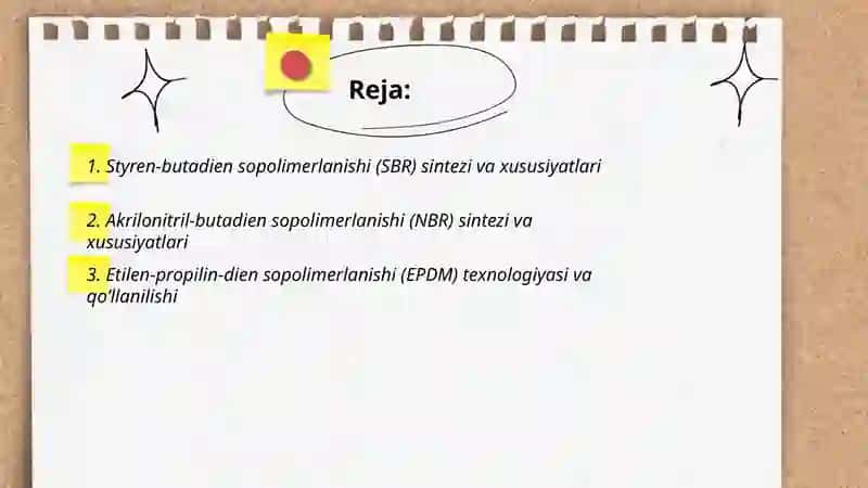 Sopolimerlanish reaksiyasi bo‘yicha olinadigan sintetik kauchuklar 2
