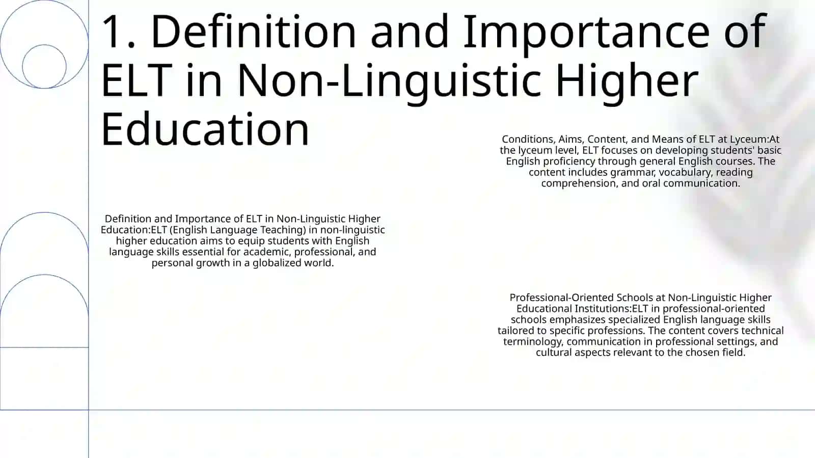 Conditions, Aims, Content And Means Of Elt At Lyceum, Professional Oriented Schools At Non-Linguistic Higher Educational Institution 2