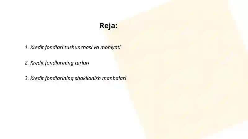 Kredit fondlari bo'yicha tushuncha 2