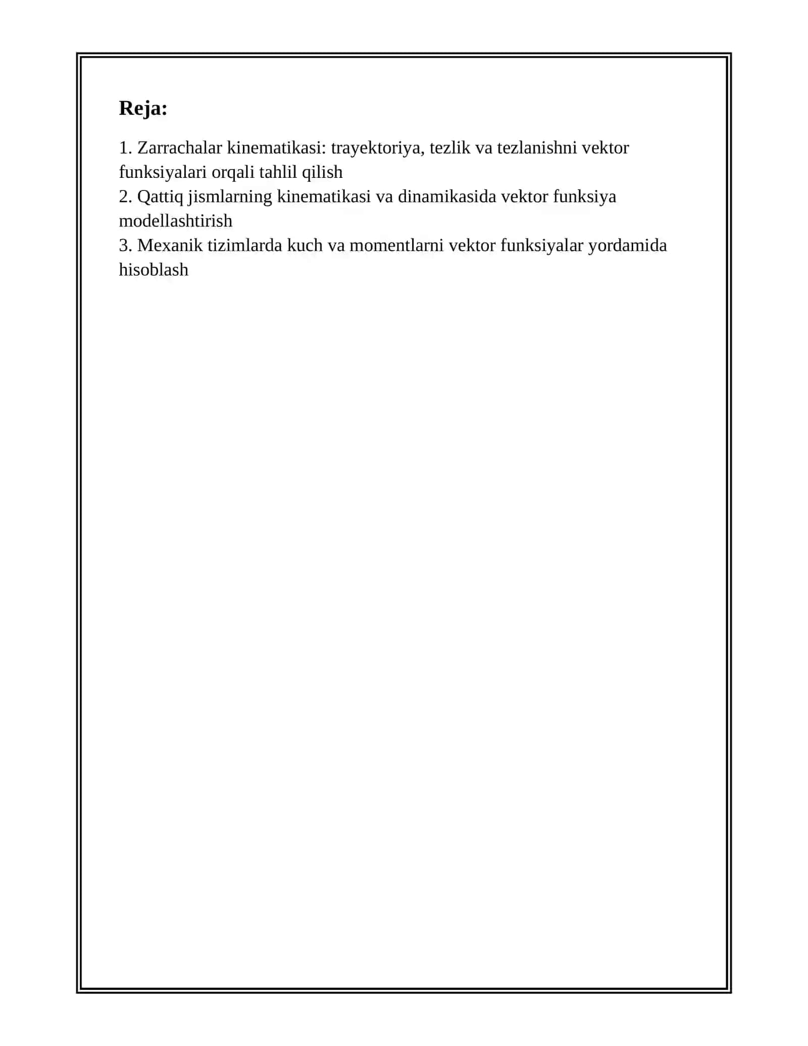 VEKTOR FUNKSIYALARNING INJENERLIK SOHASIDAGI TATBIQLARI 2