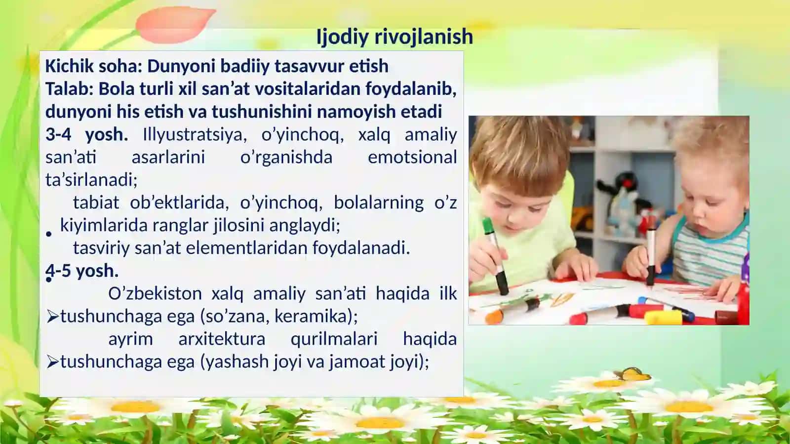 Maktabgacha yoshdagi bolalarni tasviriy qobiliyati va ijodkorligini rivojlantirish 2