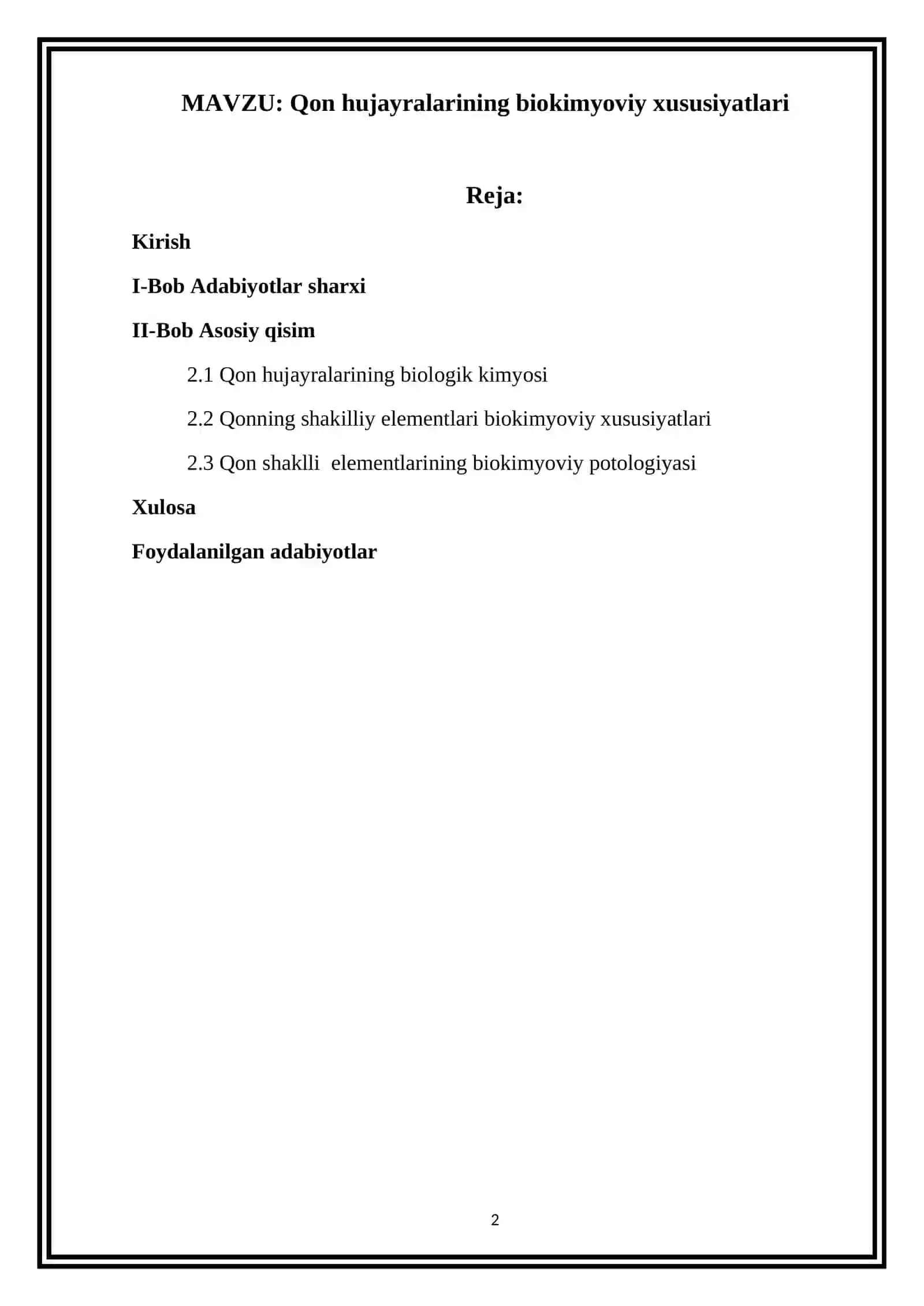 Qon hujayralarining biokimyoviy xususiyatlari 2