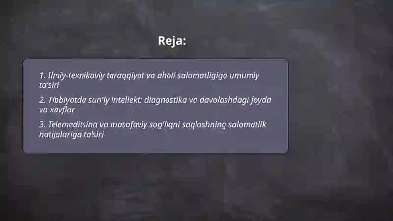 Ilmiy-texnikani rivojlanishi va uni salomatlikka ta'siri 2
