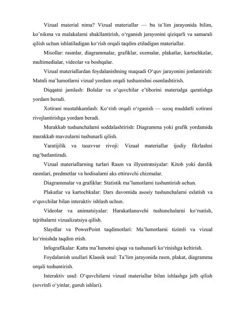 VIZUAL MATERIALLARDAN FOYDALANISH 2