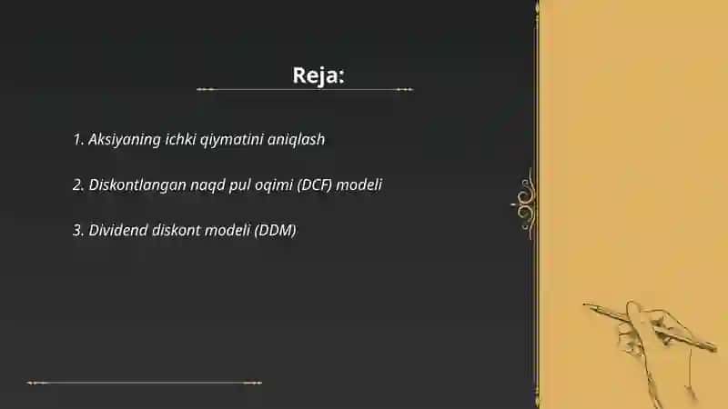 Aksiyaning ichki qiymatini aniqlash 2